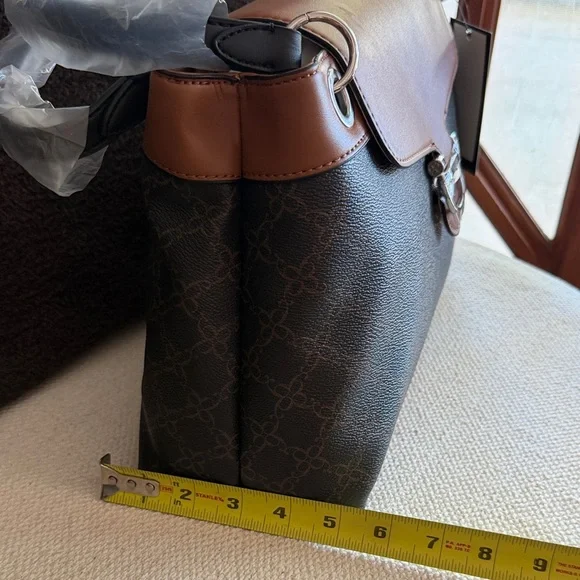 Nine West Brown & Tan Monogram Satchel - Picture 7 of 8